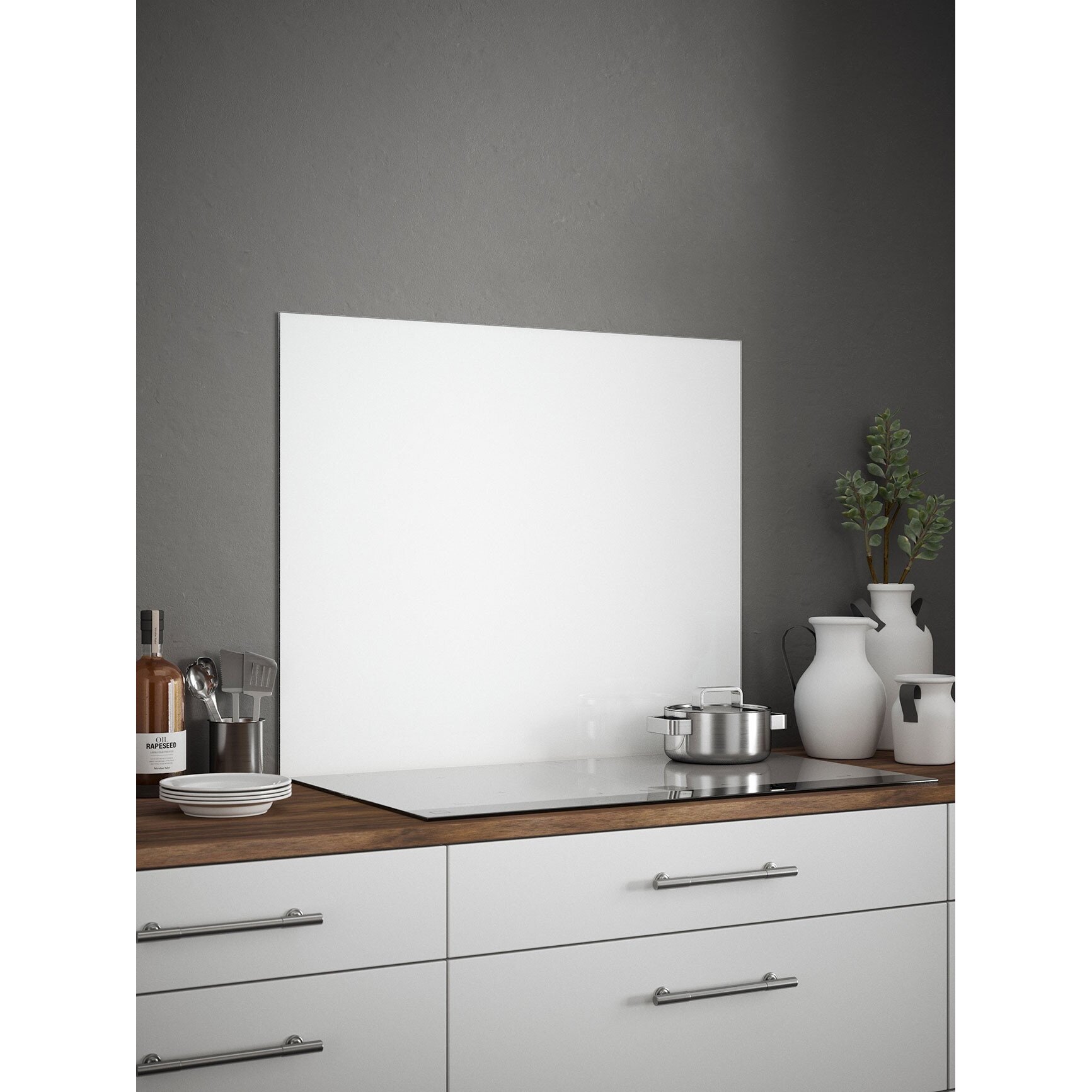 Kitchen Splashback White Glass Cooker Hob Sink Wall Panel 90 x 75cm